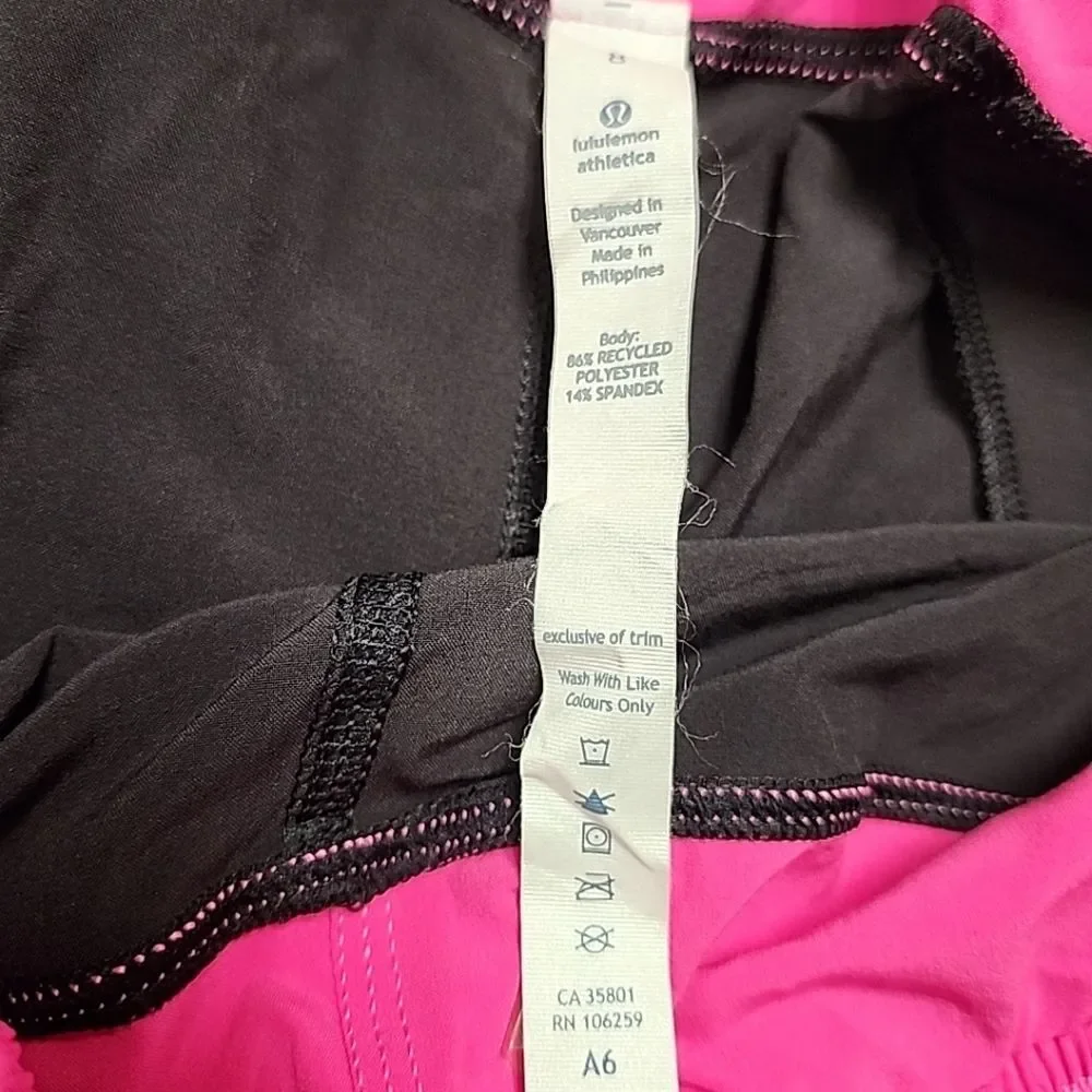 Lululemon Wide Leg Capri Yoga Pants Ankle Drawstring Back Pocket Sz 8 Black/Pink
